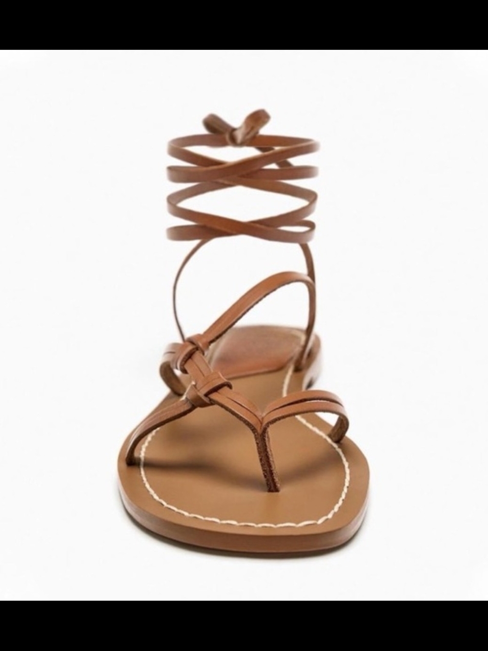 Zara Women's Brown Leather Lace-Up Sandals